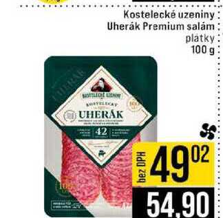 Kostelecké uzeniny Uherák Premium salám platky 100 g
