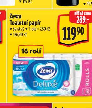Zewa Deluxe toaletní papír 3-vrstvý 16 rolí, vybrané druhy
