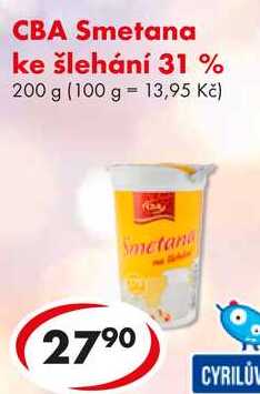 CBA Smetana ke šlehání 31 %, 200 g