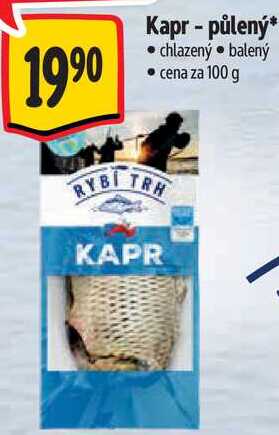 Kapr - půlený, cena za 100 g  