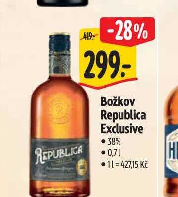 Božkov Republica Exclusive 38% 0,7 l