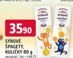 SÝROVÉ ŠPAGETY, KULIČKY 80 g neuzené