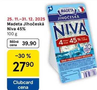 Madeta Jihočeská Niva 45%, 100 g  