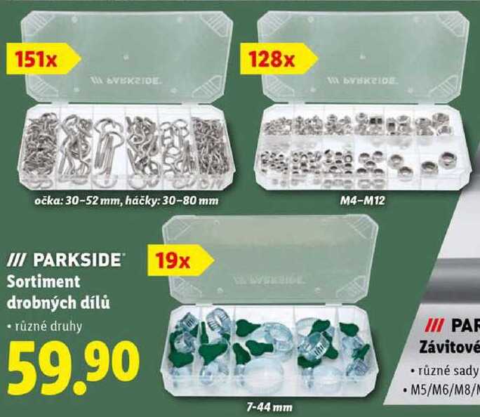 Sortiment drobných dílů 
