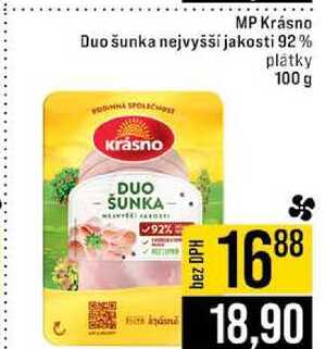 MP Krásno Duo šunka nejvyšší jakosti 92% platky 100 g