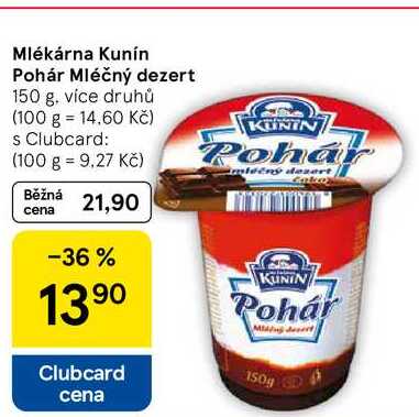 Mlékárna Kunín Pohár Mléčný dezert, 150 g