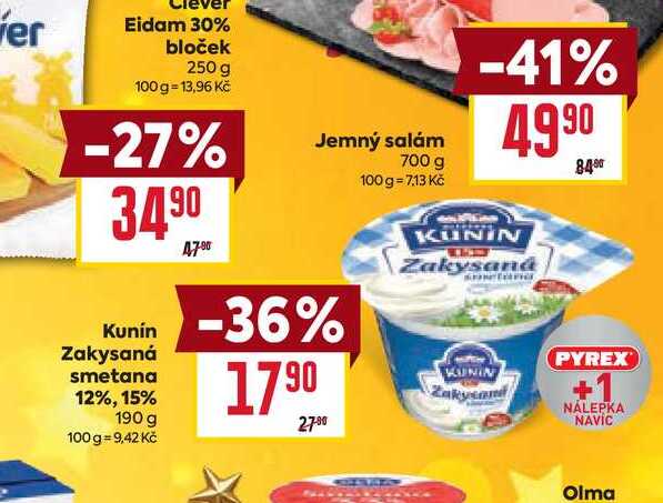 Kunín Zakysaná smetana 12%, 15% 190 g v akci