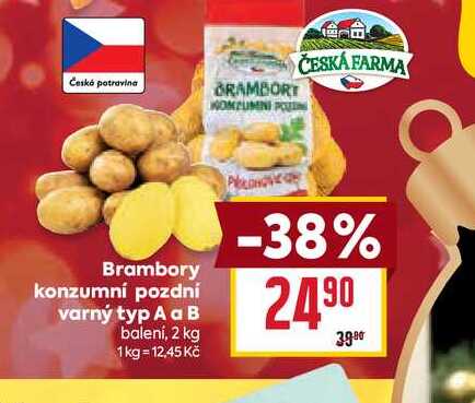 Brambory konzumní pozdní varný typ A a B balení, 2 kg