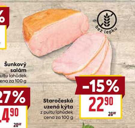 Staročeská uzená kýta z pultu lahůdek cena za 100 g 