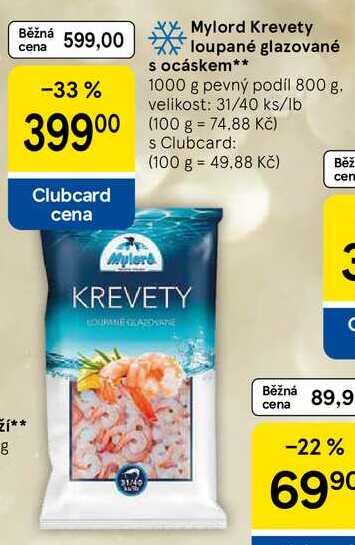 Mylord Krevety loupané glazované s ocáskem, 1000 g