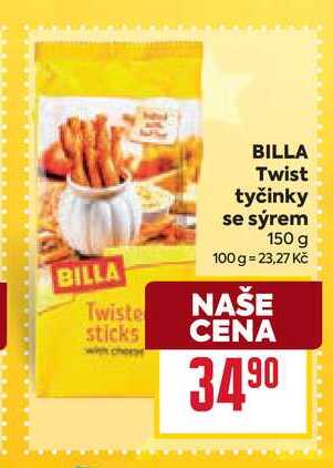 BILLA Twist tyčinky se sýrem 150 g