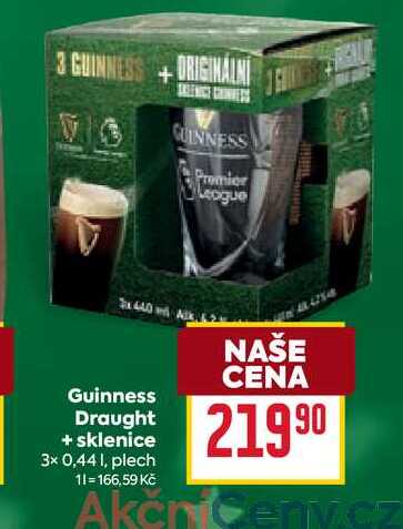 Guinness Draught + sklenice 3x 0,441, plech