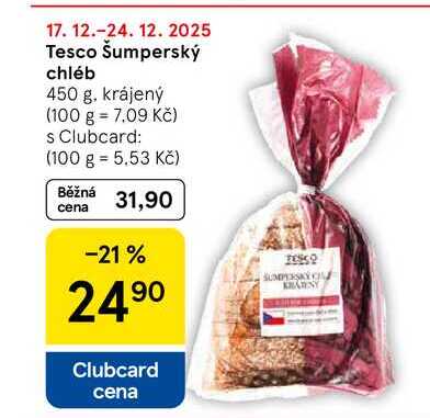 Tesco Šumperský chléb, 450 g. krájený