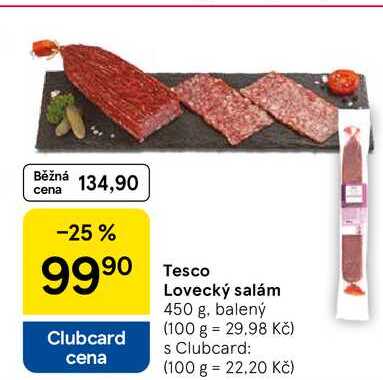 Tesco Lovecký salám, 450 g, balený
