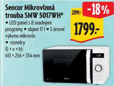 Sencor Mikrovlnná trouba SMW 5017WH*