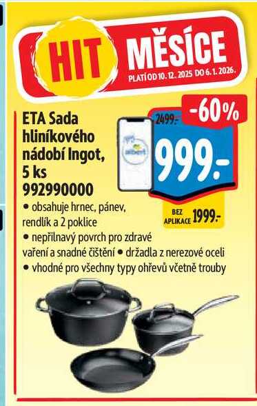 ETA Sada hliníkového nádobí Ingot, 5 ks 992990000 