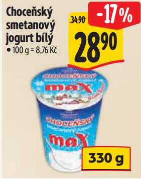 Choceňský smetanový jogurt bílý, 330 g