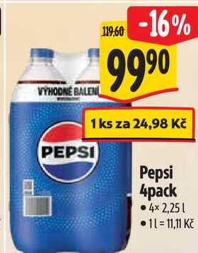 Pepsi 4pack, 4x 2,25 l