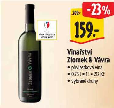 Vinařství Zlomek & Vávra, 0,75 l