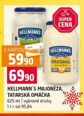 HELLMANN'S MAJONÉZA, TATARSKÁ OMÁČKA 625 ml vybrané druhy