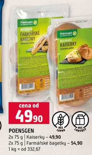 POERSOEN LAKTOZY 2x 75 g Kaiserky 2x 75 g Farmářské bagetky 