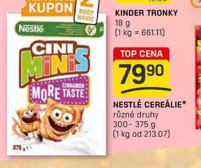 NESTLÉ CEREÁLIE různé druhy 300-375 g 