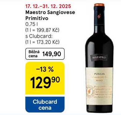 Maestro Sangiovese Primitivo, 0,75 l