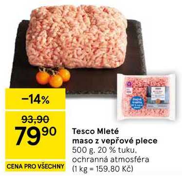 Tesco Mleté maso z vepřové plece, 500 g 