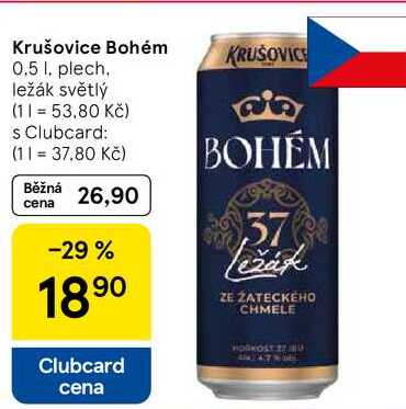 Krušovice Bohém, 0.5 l, plech  v akci