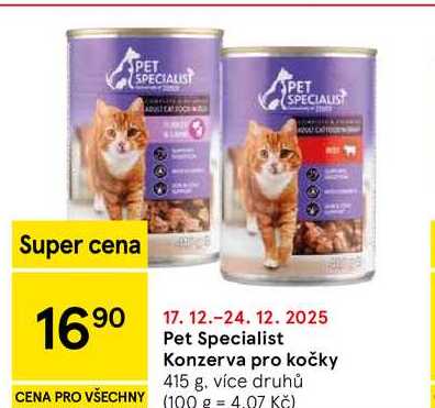 Pet Specialist Konzerva pro kočky, 415 g, více druhů