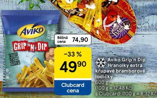 Aviko Grip'n Dip Hranolky extra křupavé bramborové lodičky, 600 g  