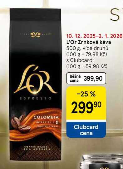 L'Or Zrnková káva, 500 g. více druhů  