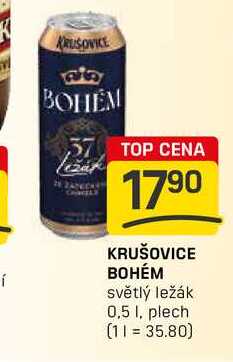 KRUŠOVICE BOHÉM světlý ležák 0,5 1, plech