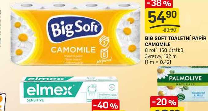 BIG SOFT TOALETNÍ PAPÍR CAMOMILE 8 rolí