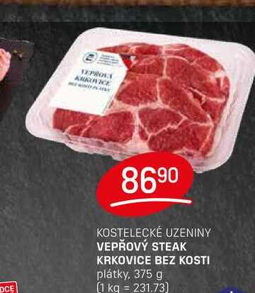 VEPŘOVÝ STEAK KRKOVICE BEZ KOSTI plátky, 375g