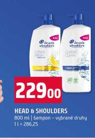 HEAD & SHOULDERS 800 ml šampon vybrané druhy 
