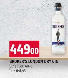 BROKER'S LONDON DRY GIN 0,7l vol. 40%