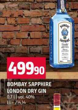 BOMBAY SAPPHIRE LONDON DRY GIN 0,7l vol. 40%