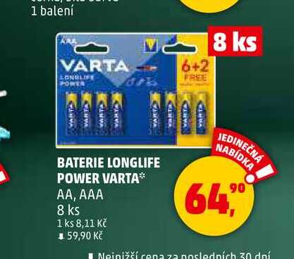 BATERIE LONGLIFE POWER VARTA АА, ААА, 8 ks