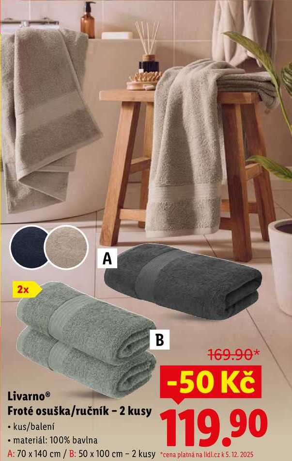 Livarno Froté osuška/ručník - 2 kusy