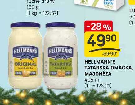 HELLMANN'S (1 TATARSKÁ OMÁČKA, MAJONÉZA 405 ml 