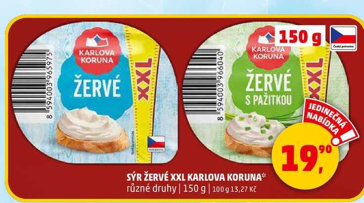 SÝR ŽERVÉ XXL KARLOVA KORUNA, 150 g  