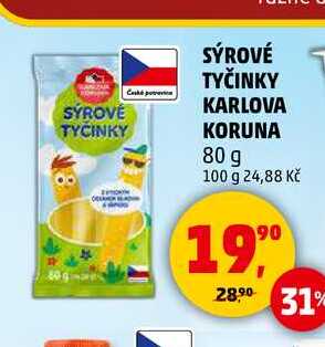 SÝROVÉ TYČINKY KARLOVA KORUNA, 80 g 