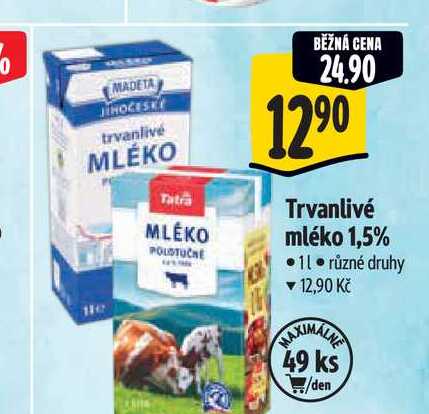   Trvanlivé mléko 1,5% 1 l