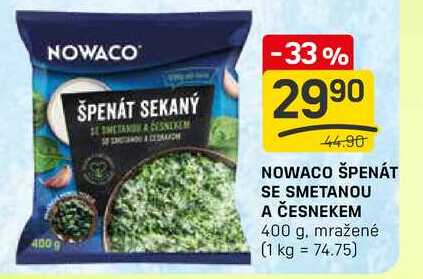 NOWACO ŠPENÁT SE SMETANOU A ČESNEKEM 400 g