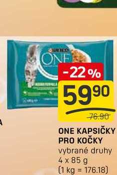 ONE KAPSIČKY PRO KOČKY vybrané druhy 4 x 85 g