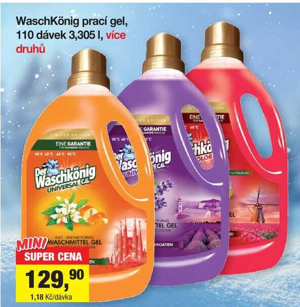 Waschkönig prací gel, 110 dávek 3,305 I