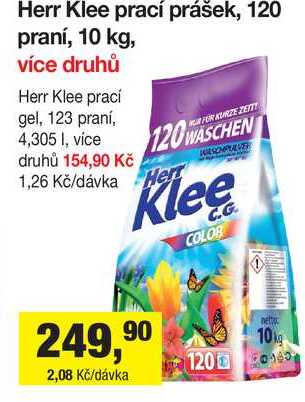 Herr Klee prací prášek, 120 praní, 10 kg