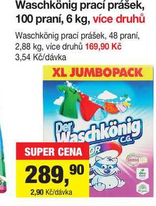 Waschkönig prací prášek, 100 praní, 6 kg
