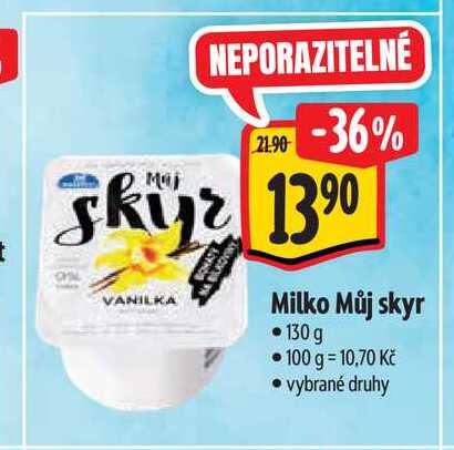 Milko Můj Skyr 130g, vybrané druhy